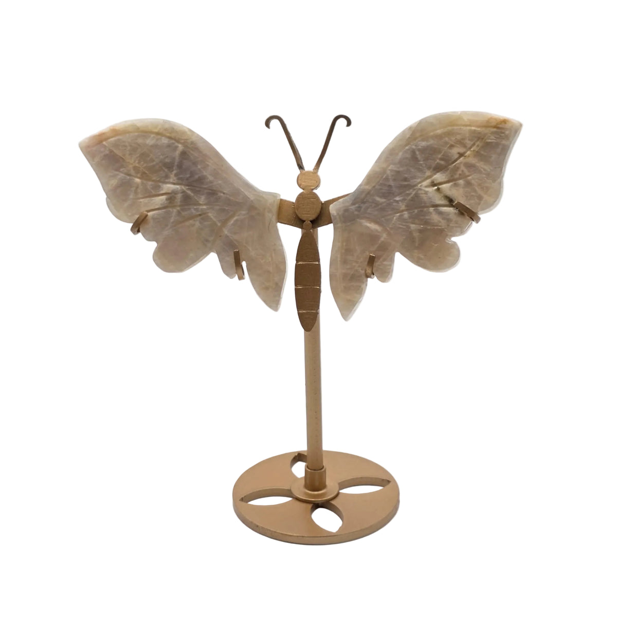 Naturstein-Schmetterling auf Metallständer – verschiedene echte Natursteine
