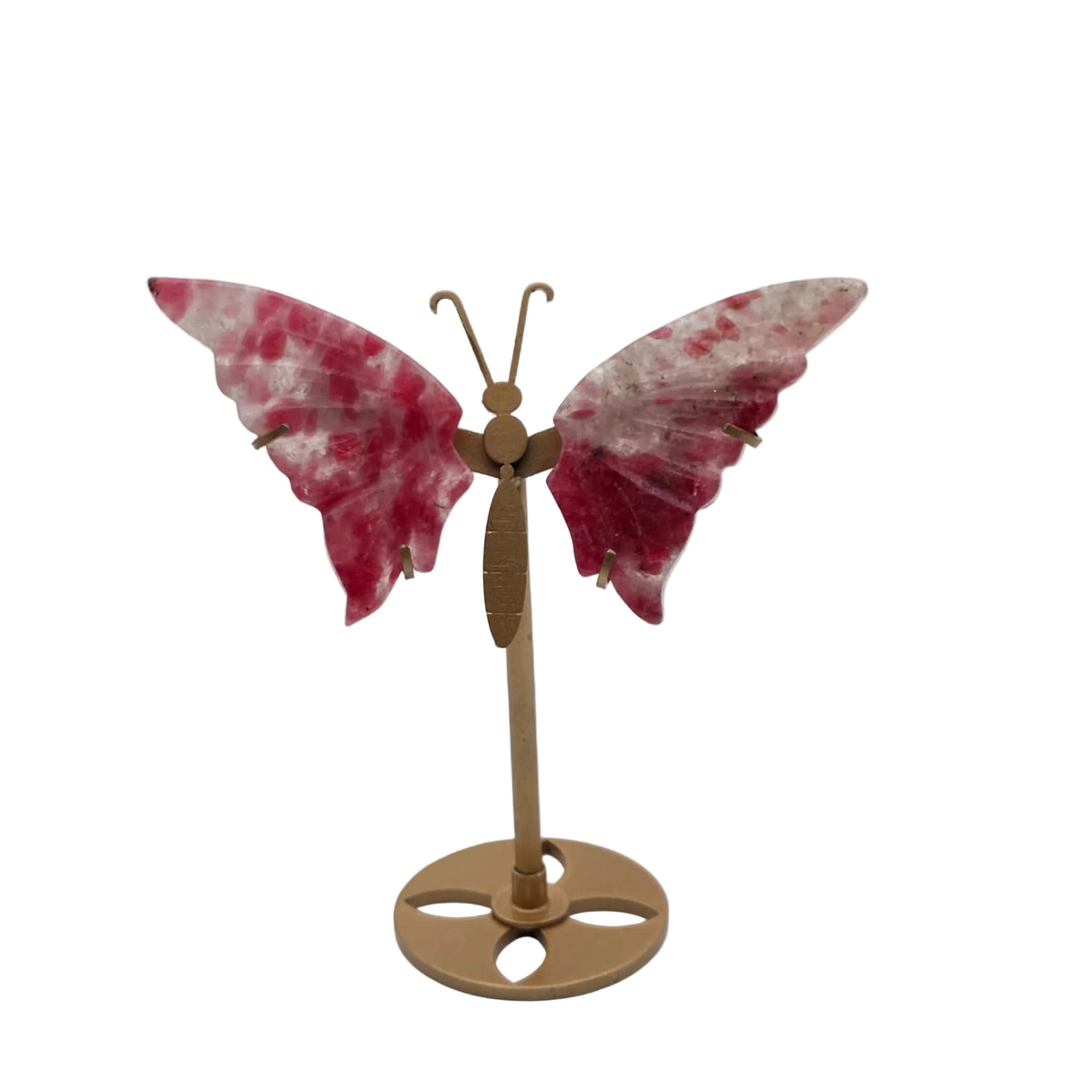 Naturstein-Schmetterling auf Metallständer – verschiedene echte Natursteine