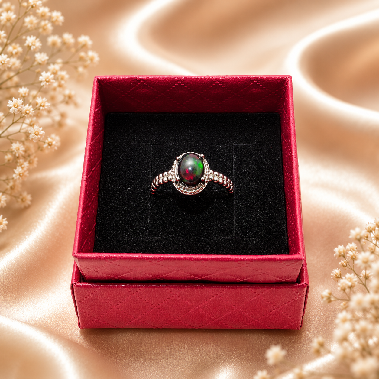 Opalring mit 925 Sterlingsilber Fassung