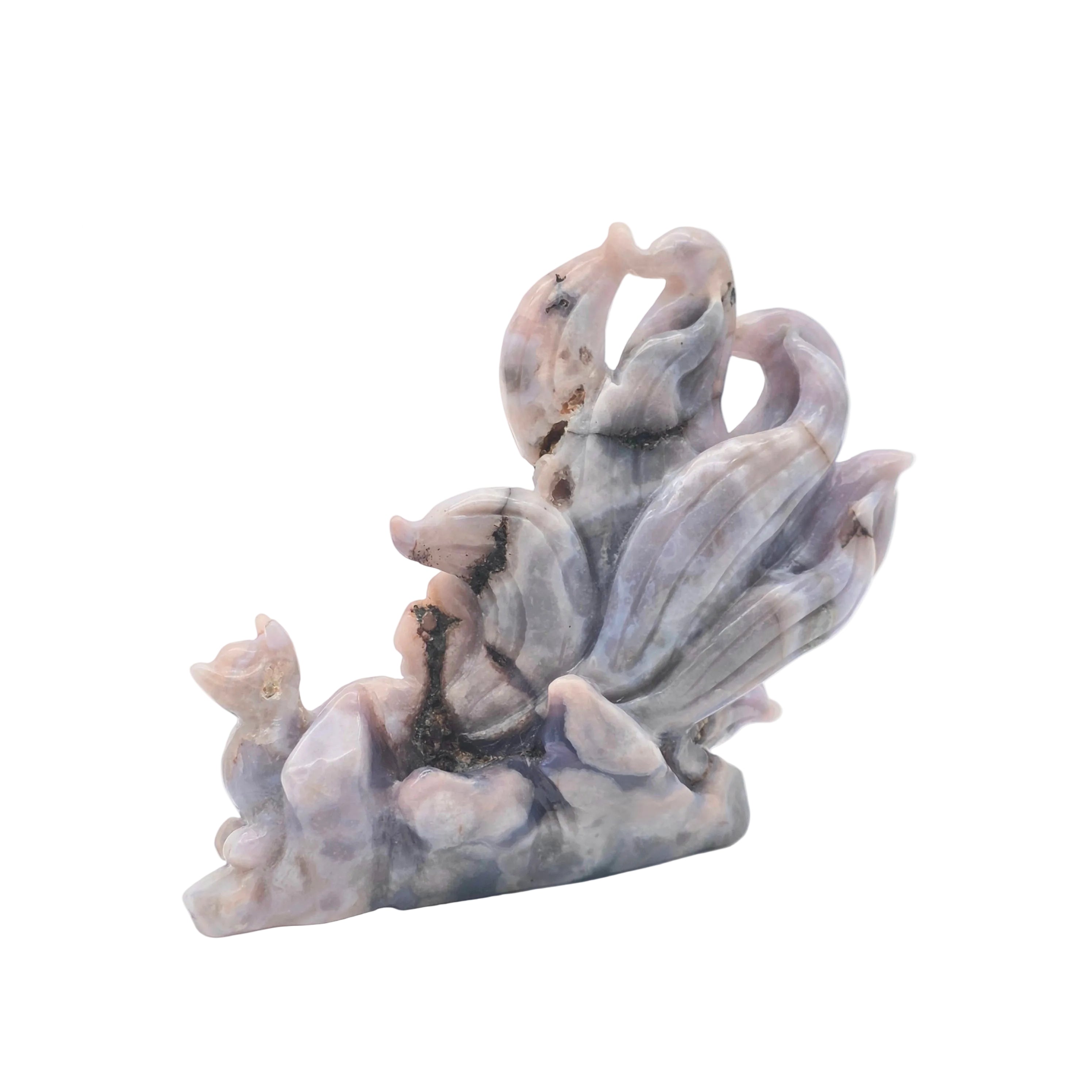 Nine Tail Fox aus Blauem Blumenachat
