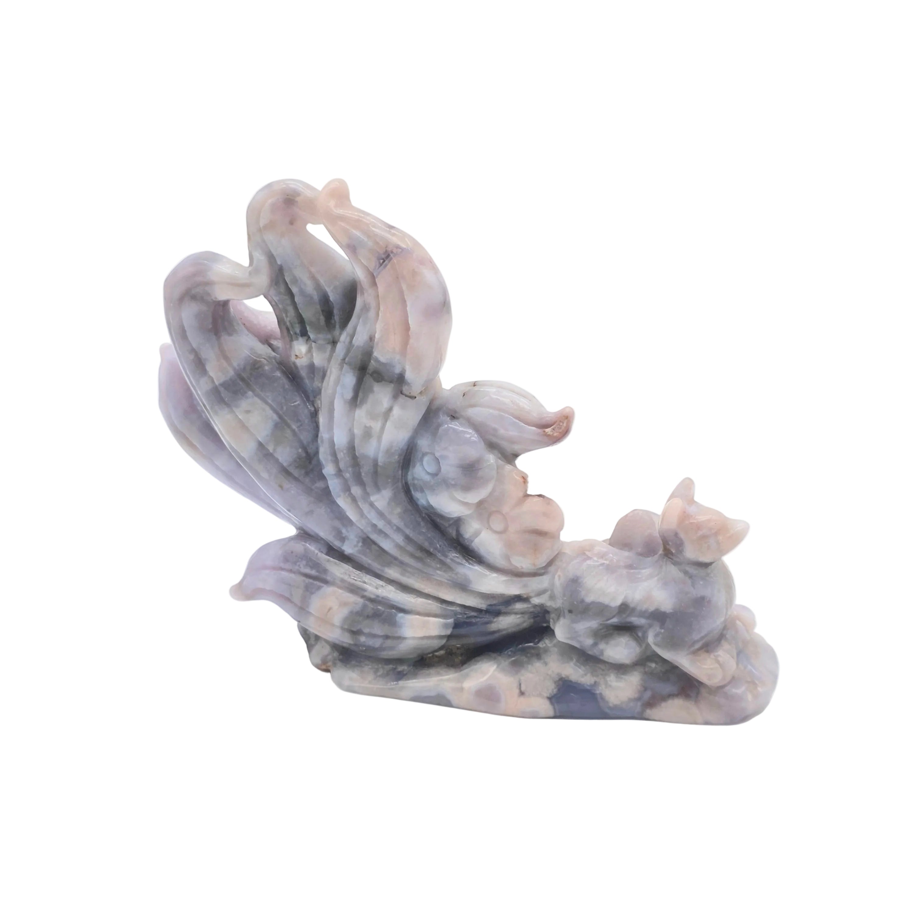 Nine Tail Fox aus Blauem Blumenachat