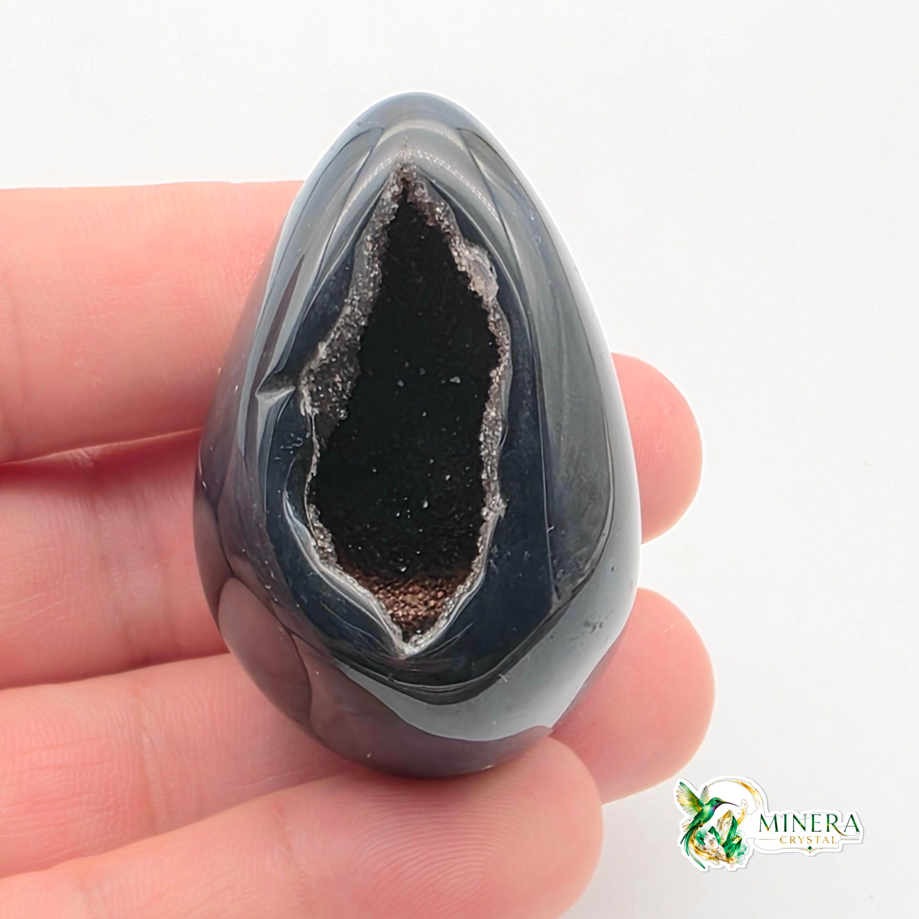 Schwarze Achat-Ei-Geode – in zwei Ausführungen
