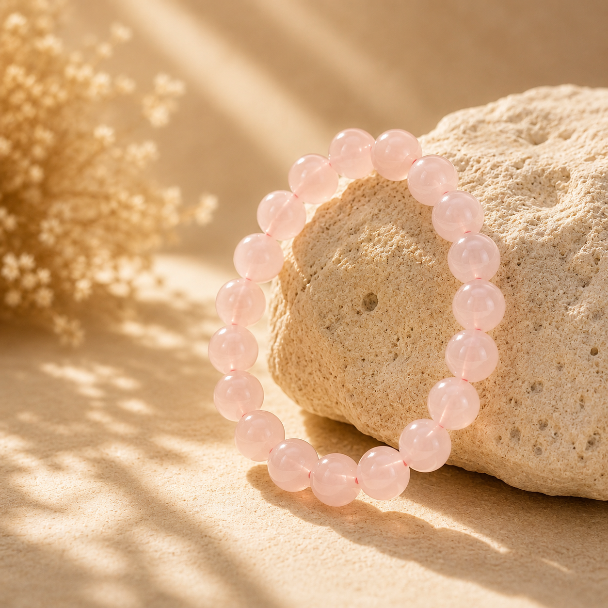 Rosenquarz Armband mit natürlichen Edelsteinperlen