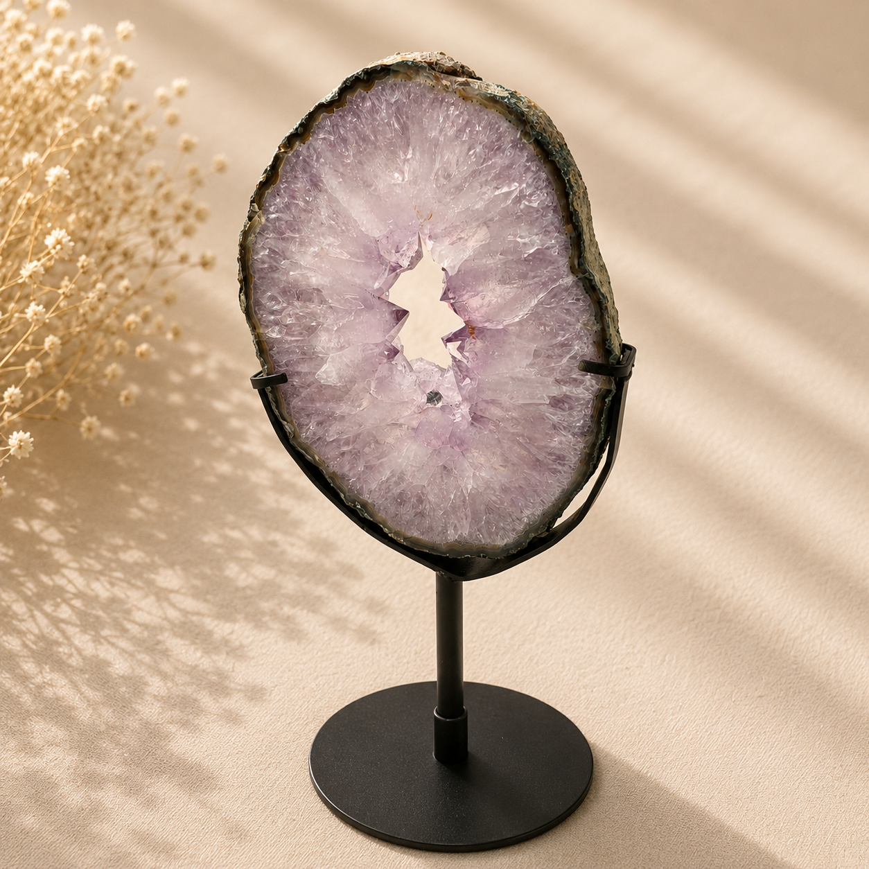 Amethyst-Scheibe mit Ständer