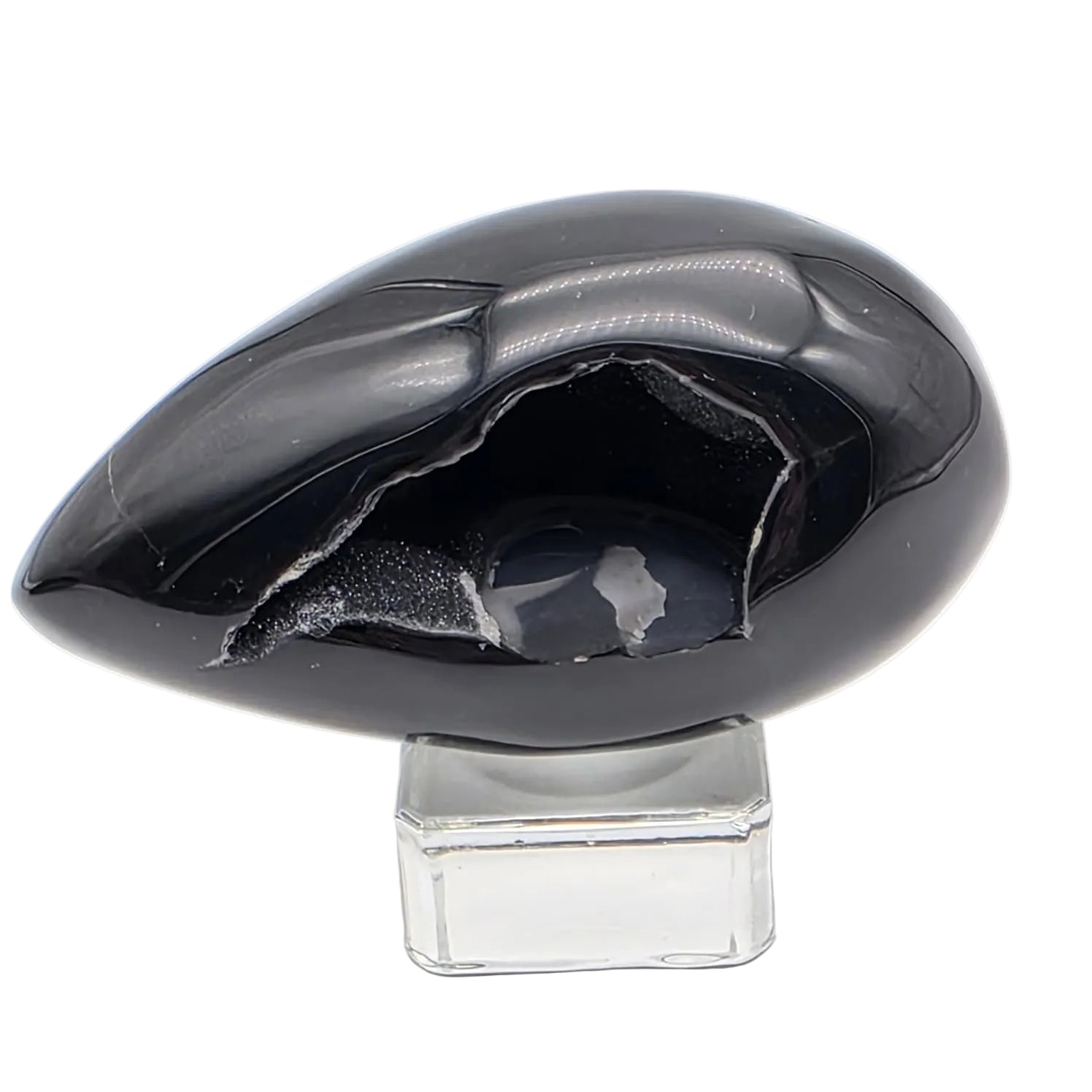 Schwarze Achat-Druse, poliert