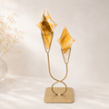 Golden Heiler Quarz Rauten-Duo mit Ständer