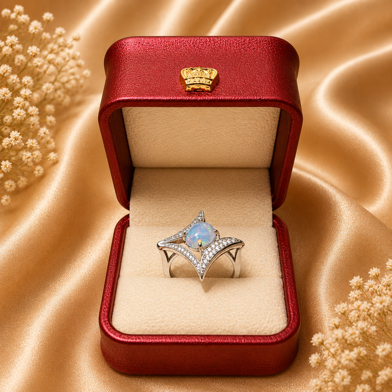 Opal Ring mit 925 Sterlingsilber Fassung