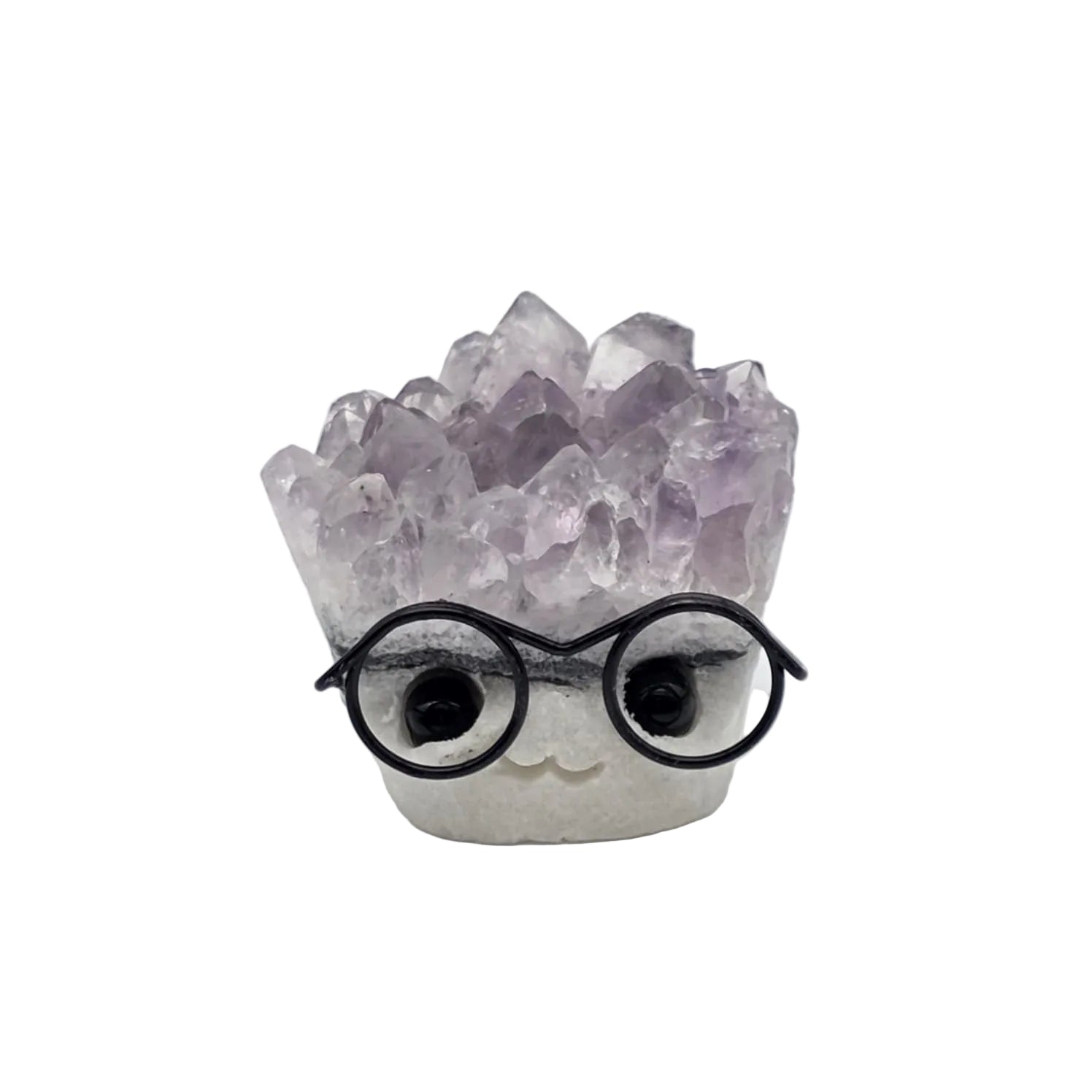 Mini Kristall-Drusen mit Brille – verschiedene Mineralien