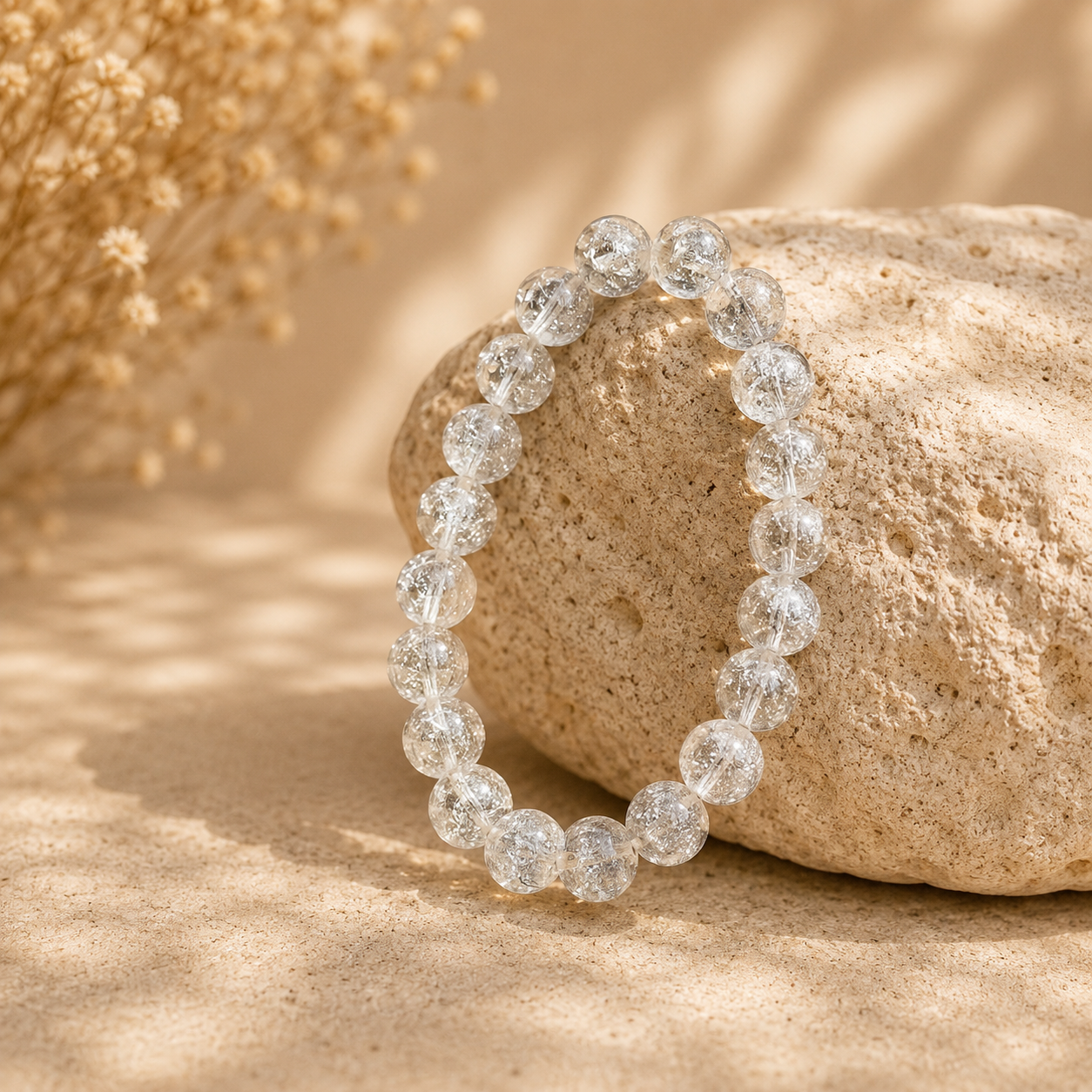 Bergkristall Armband mit silberfarbenen Einschlüssen (man Made)
