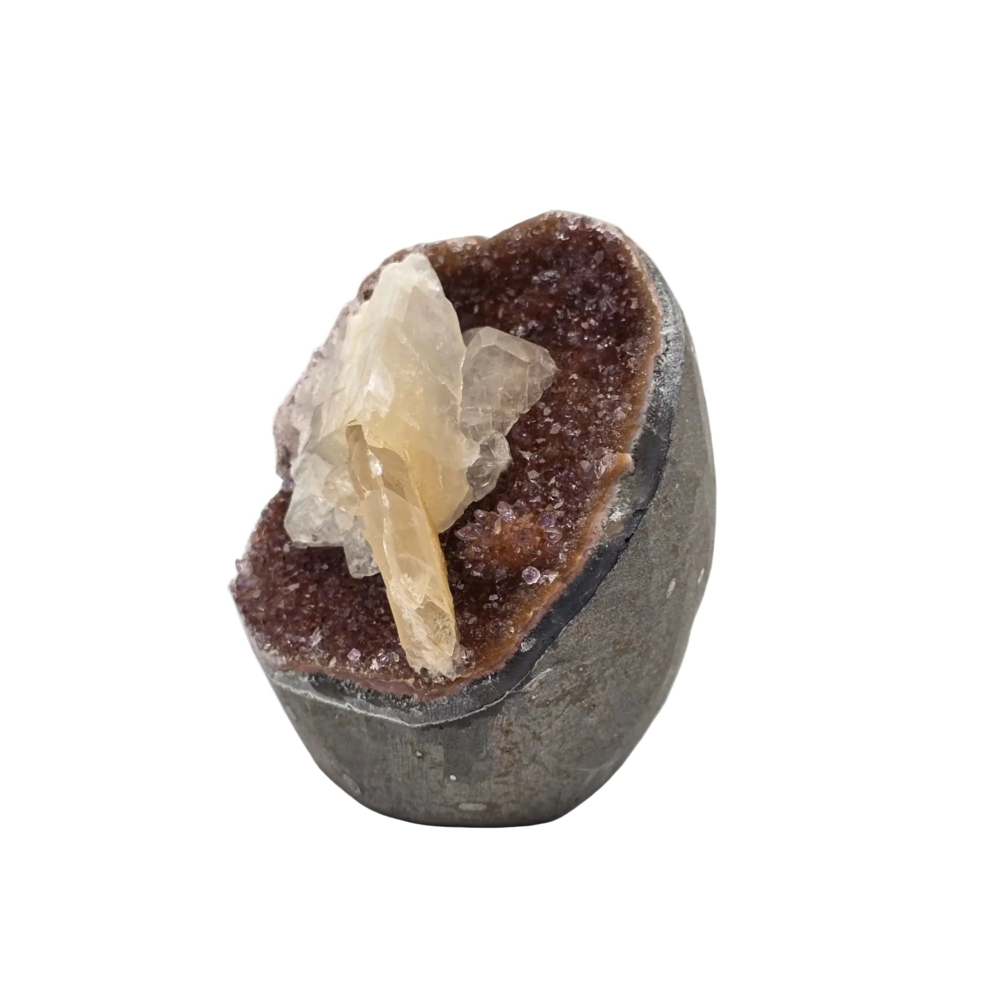 Amethyst-Druse mit Calcit