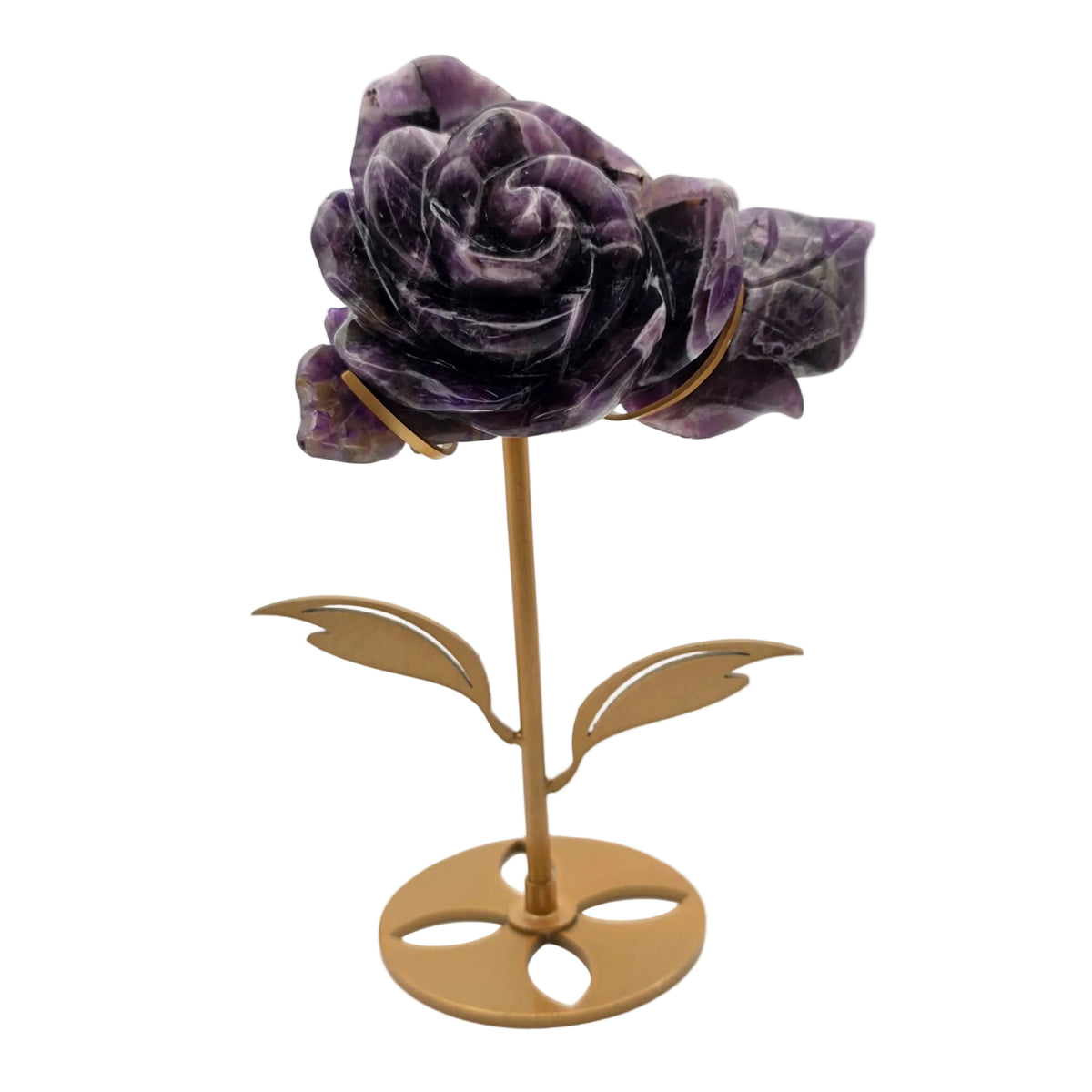 Edelstein-Rose auf Metallständer – handgearbeitete Naturstein-Dekoration