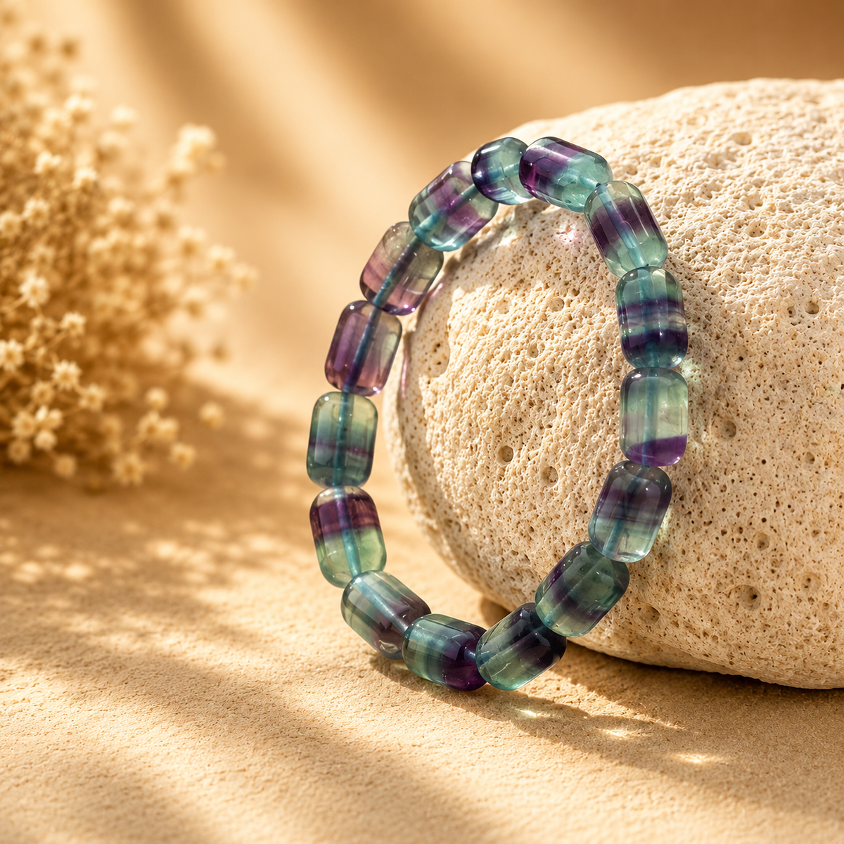 Blauer Fluorit Armband mit natürlichen Edelsteinperlen