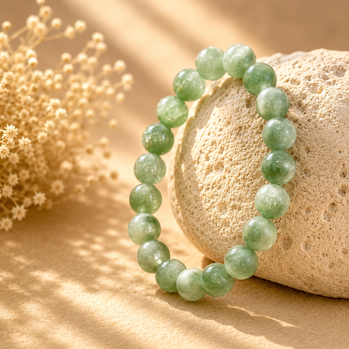 Grüner Mica Armband mit natürlichen Edelsteinperlen