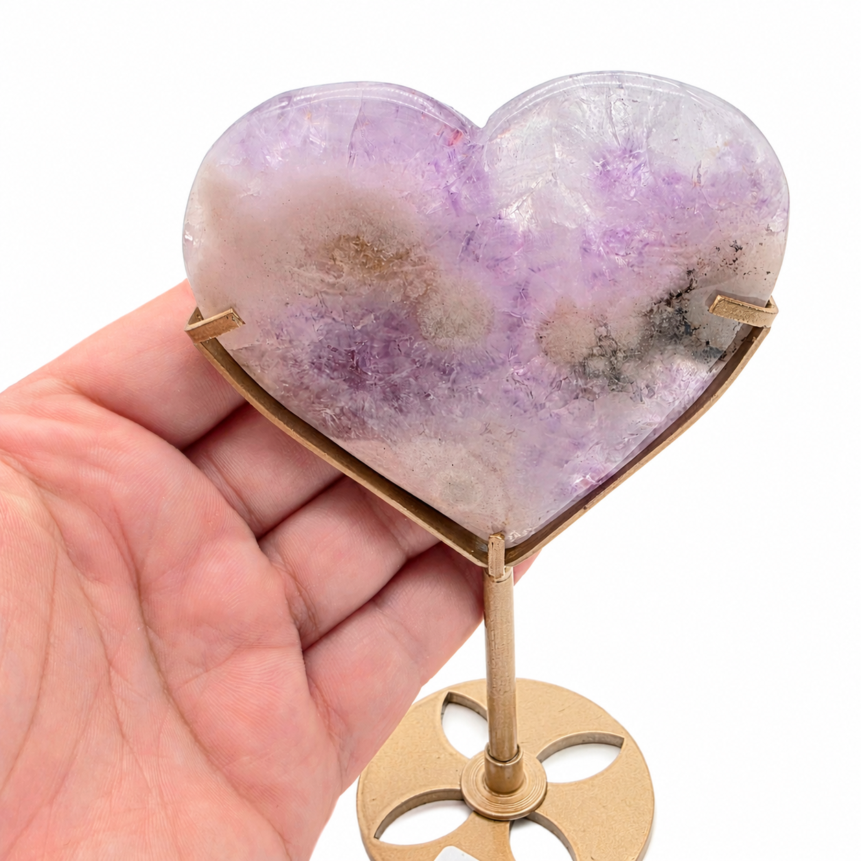 Pink-Amethyst-Herz mit Ständer
