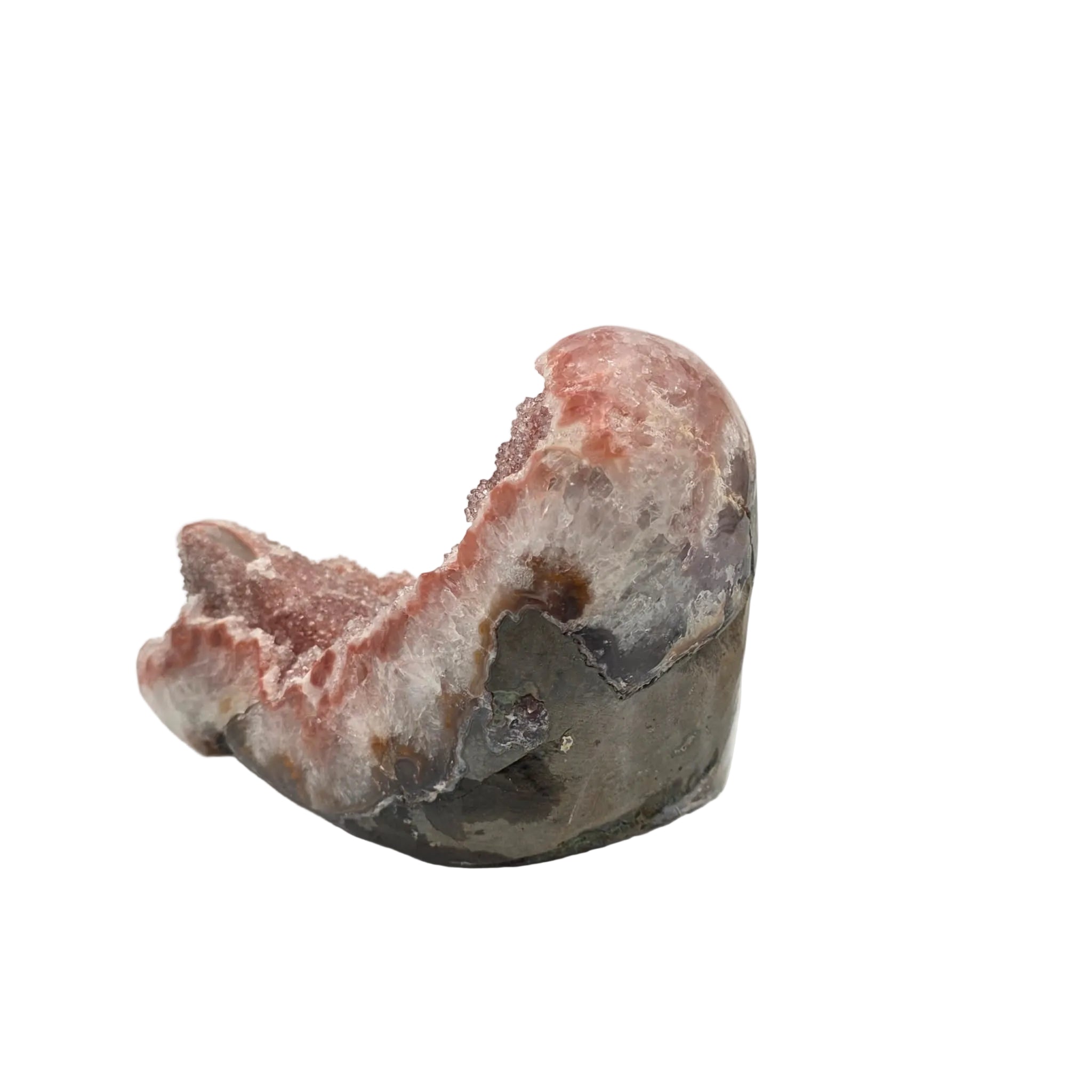 Pink Amethyst-Druse mit Calcit