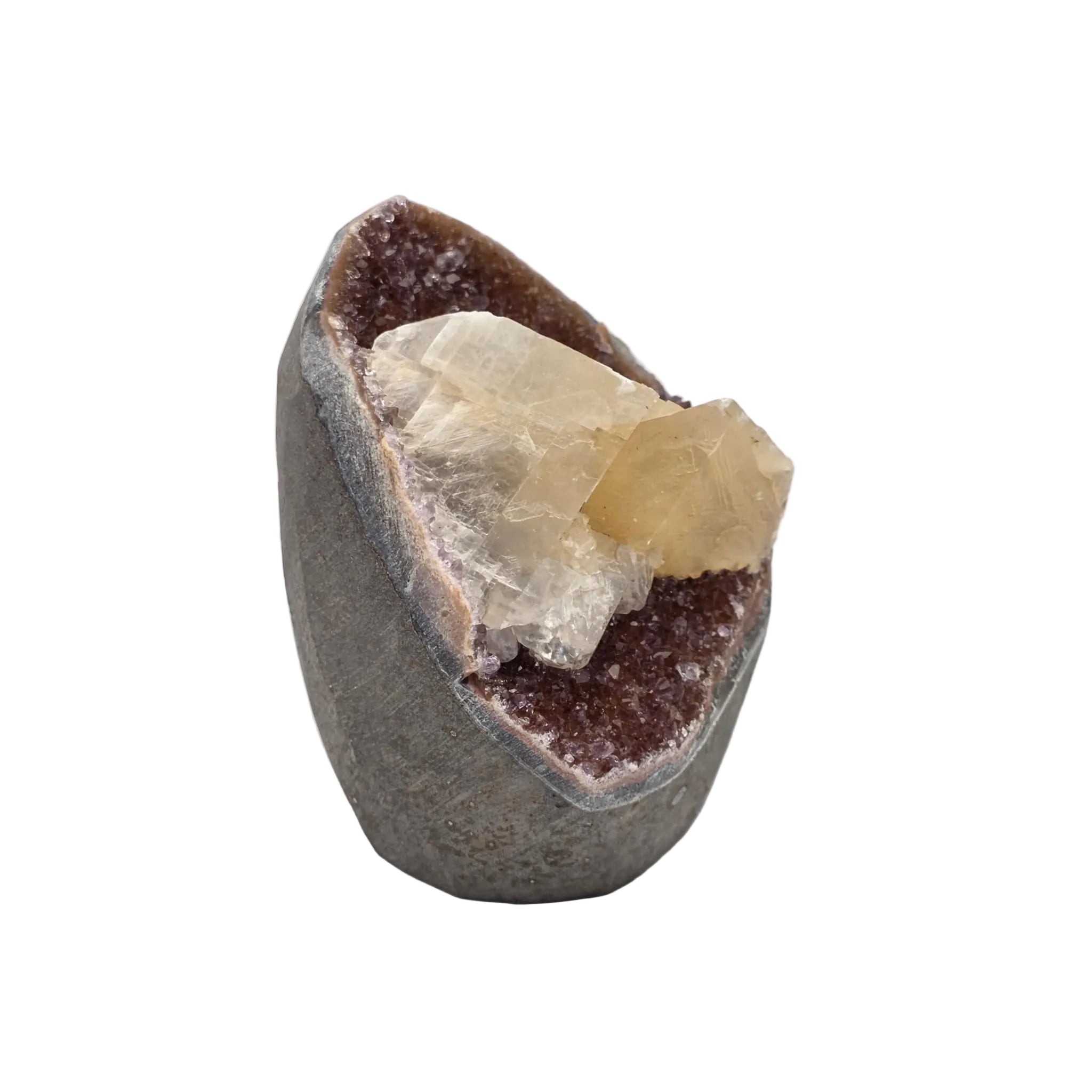 Amethyst-Druse mit Calcit