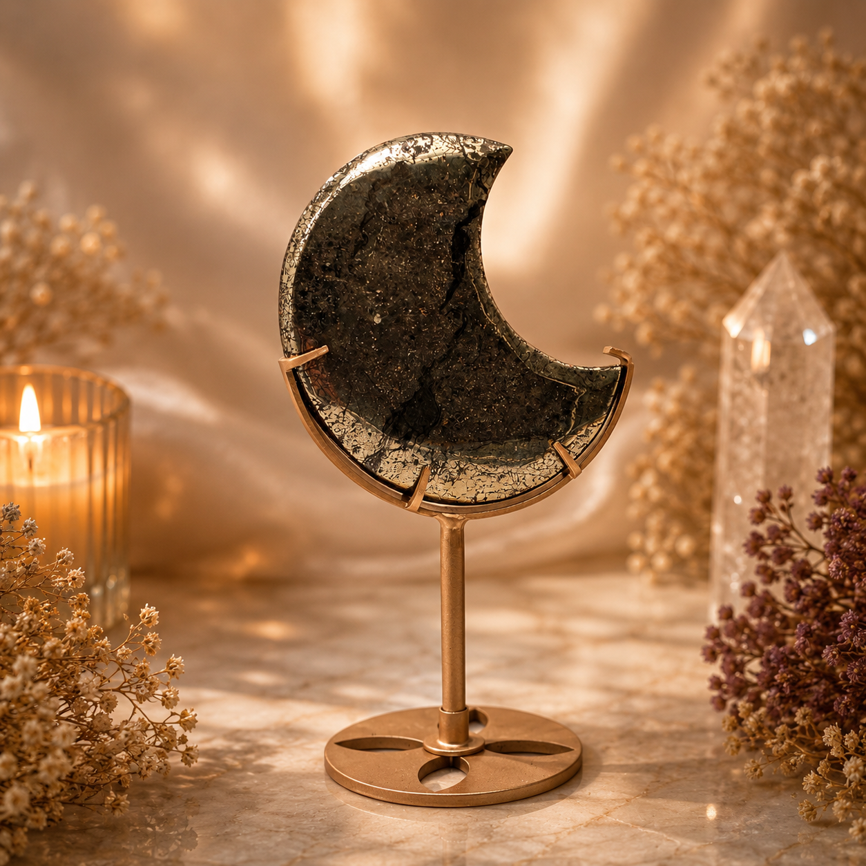 Pyrit Mond mit Ständer
