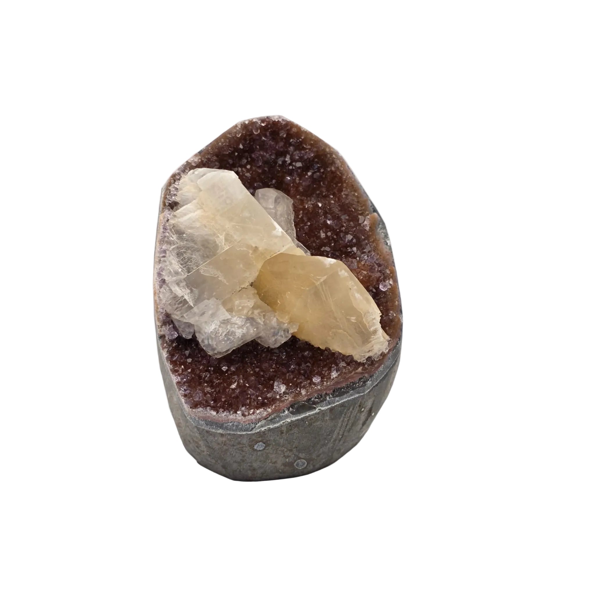Amethyst-Druse mit Calcit