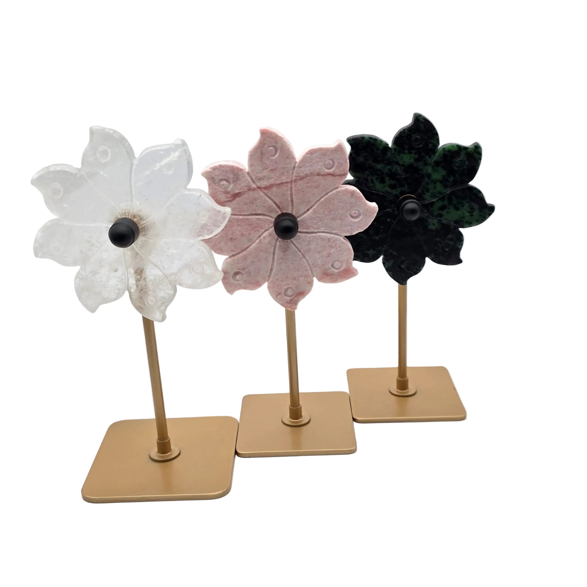 Edelstein-Blume auf Metallständer – Drehbare Naturstein-Dekoration