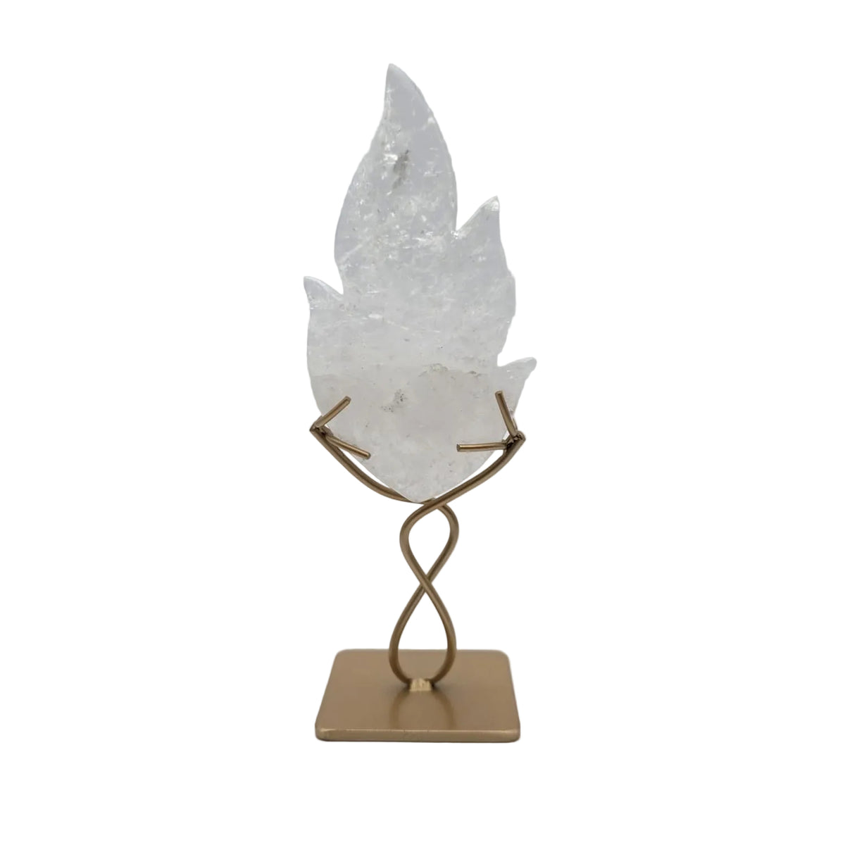 Naturstein-Flamme auf goldenem Metallständer