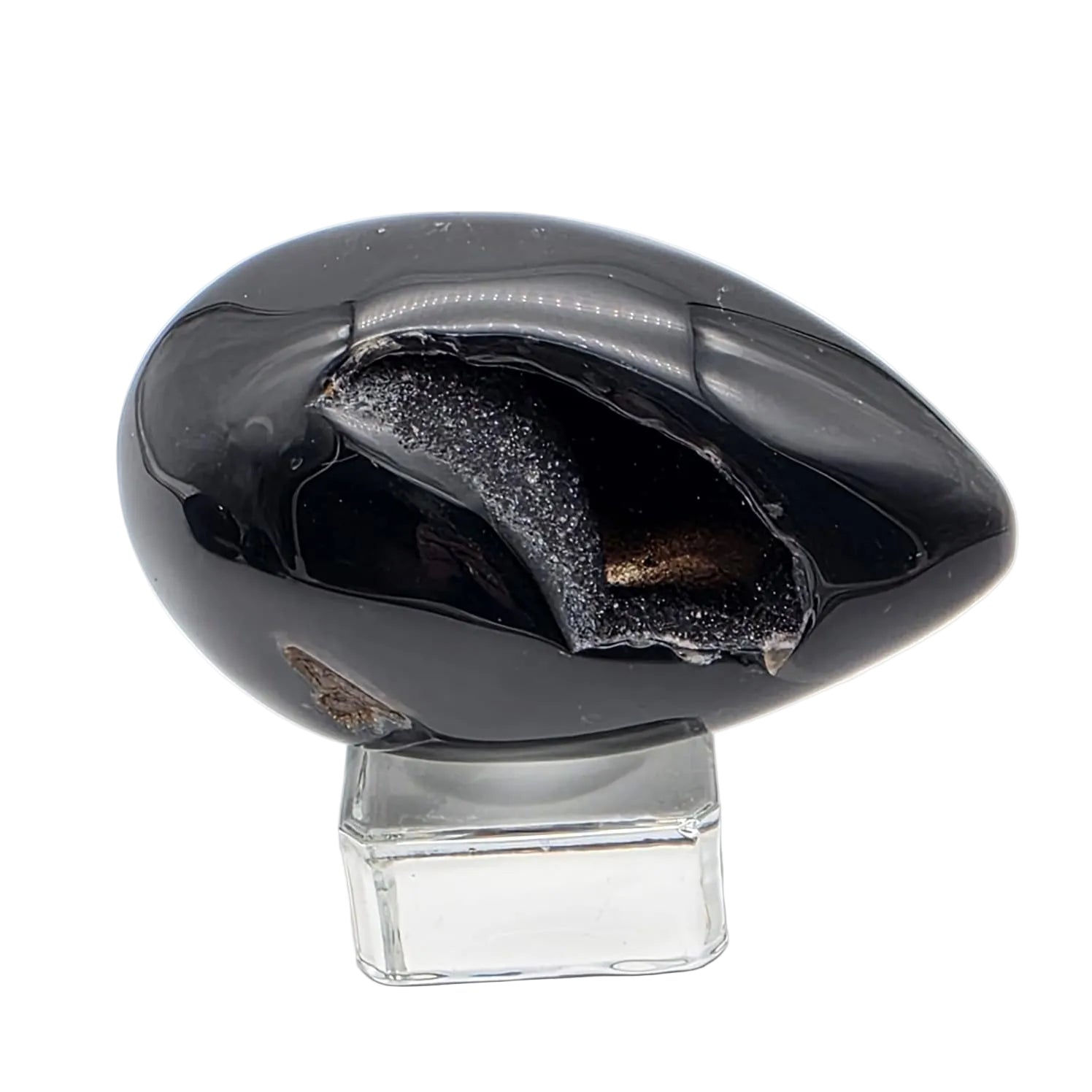 Schwarze Achat-Druse, poliert