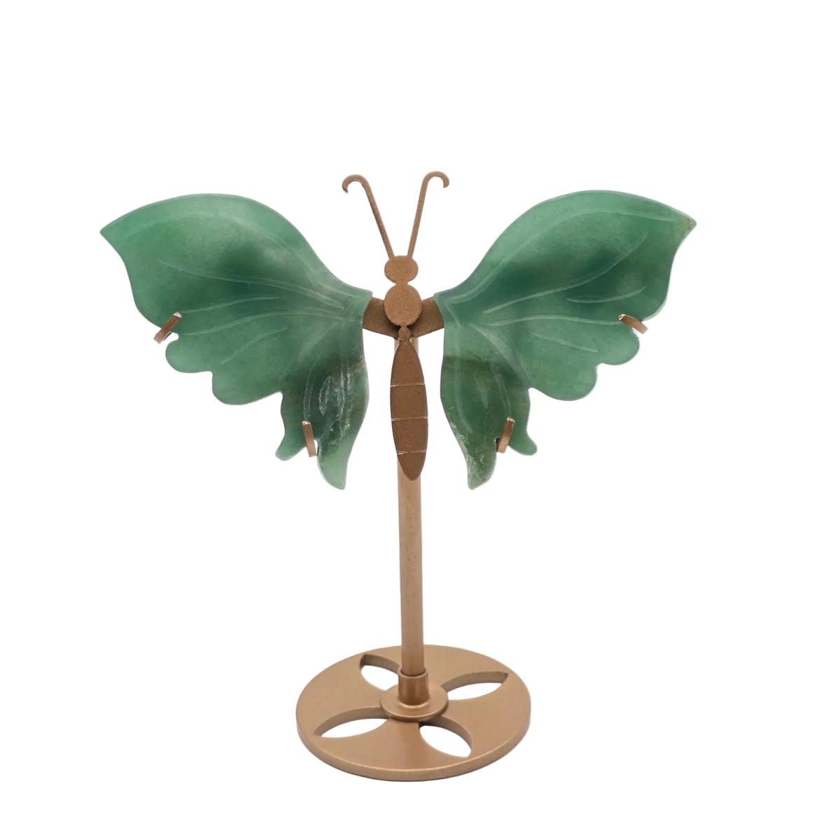 Naturstein-Schmetterling auf Metallständer – verschiedene echte Natursteine