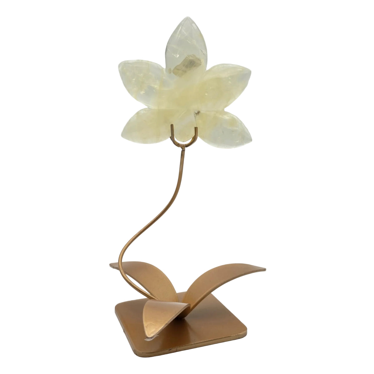Edelstein-Blume mit Kugelhalter – Naturstein-Dekoration auf Metallständer
