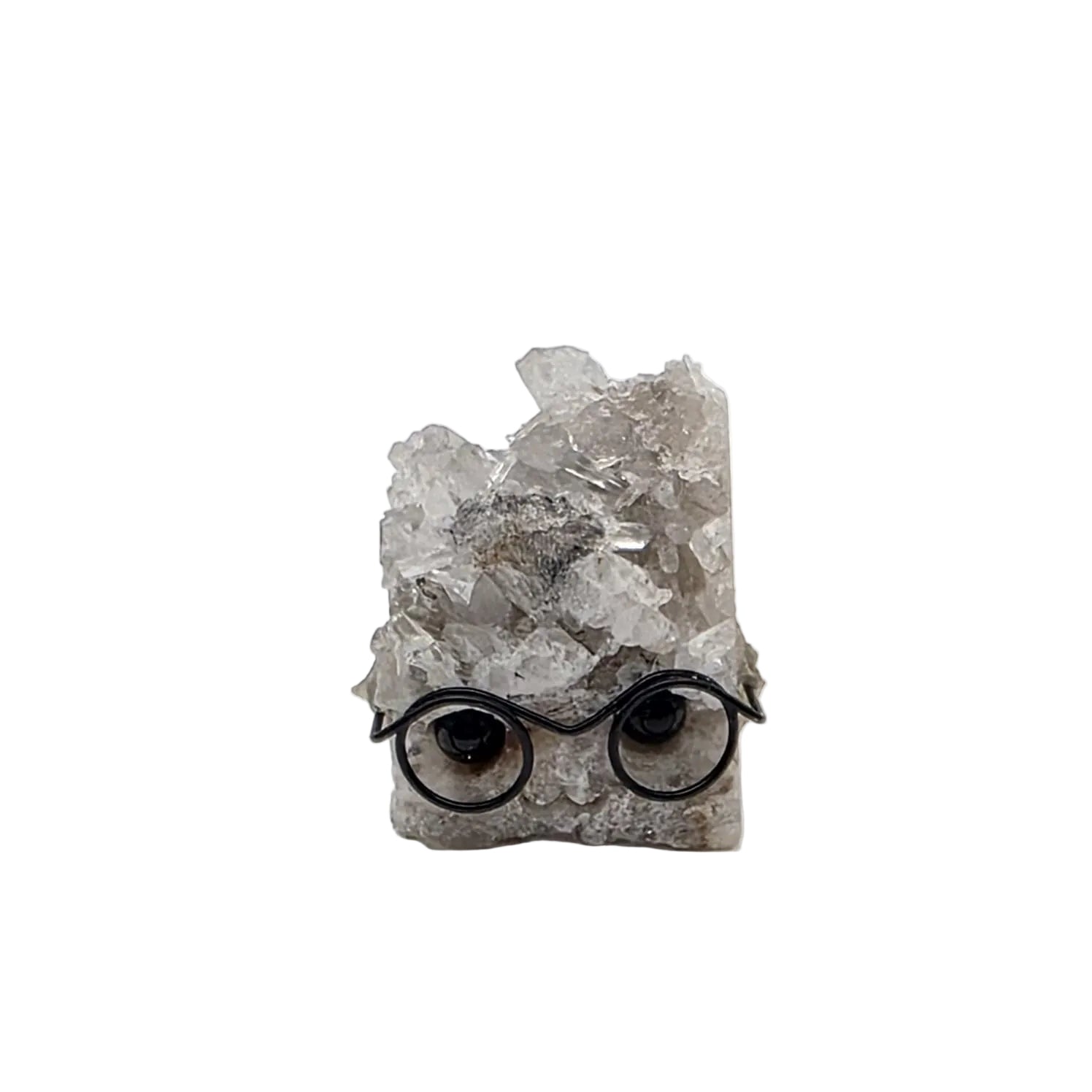 Mini Kristall-Drusen mit Brille – verschiedene Mineralien