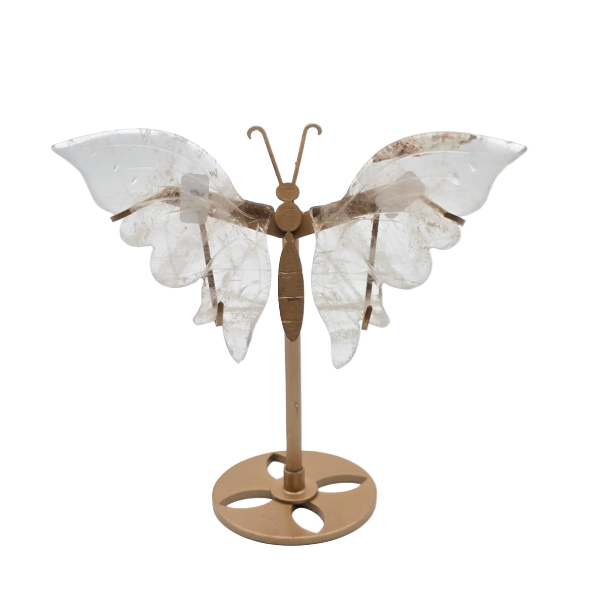 Naturstein-Schmetterling auf Metallständer – verschiedene echte Natursteine