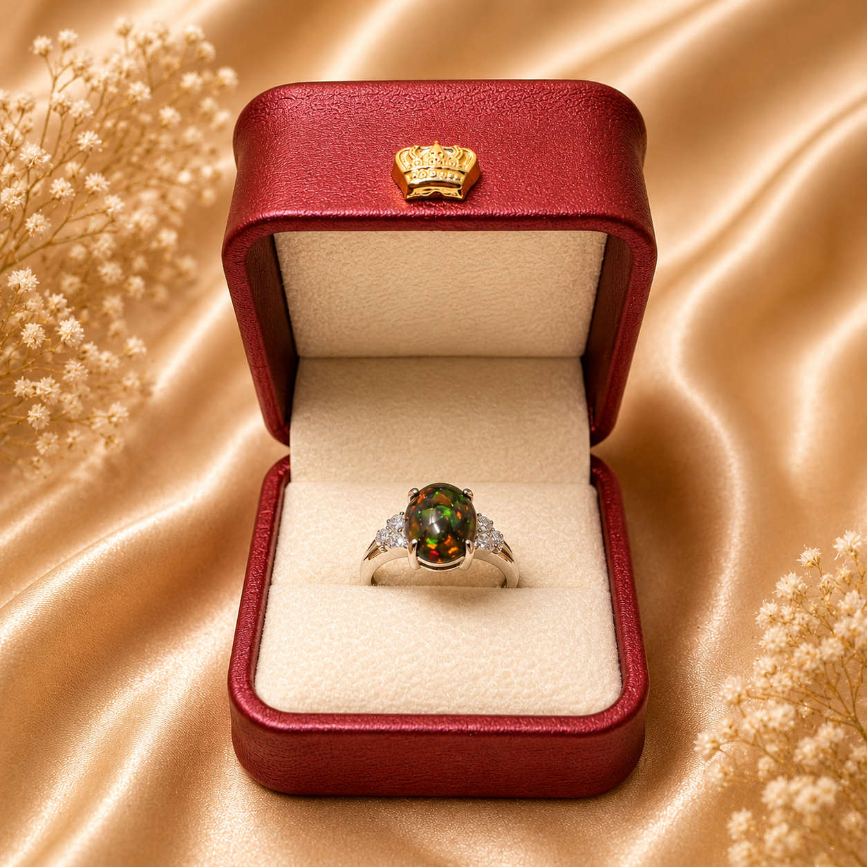 Opal Ring mit 925 Sterlingsilber Fassung