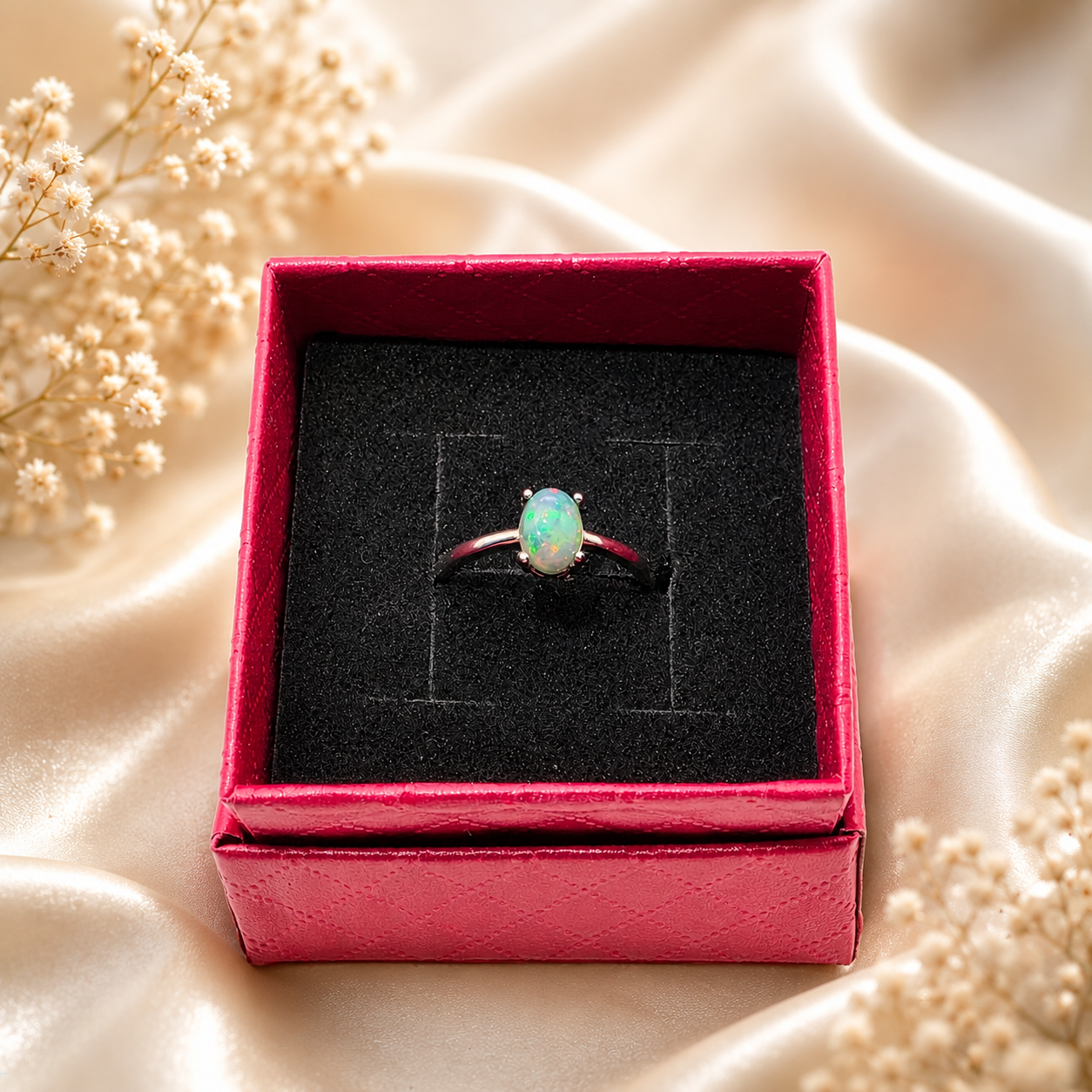Opal Ring mit 925 Sterlingsilber Fassung
