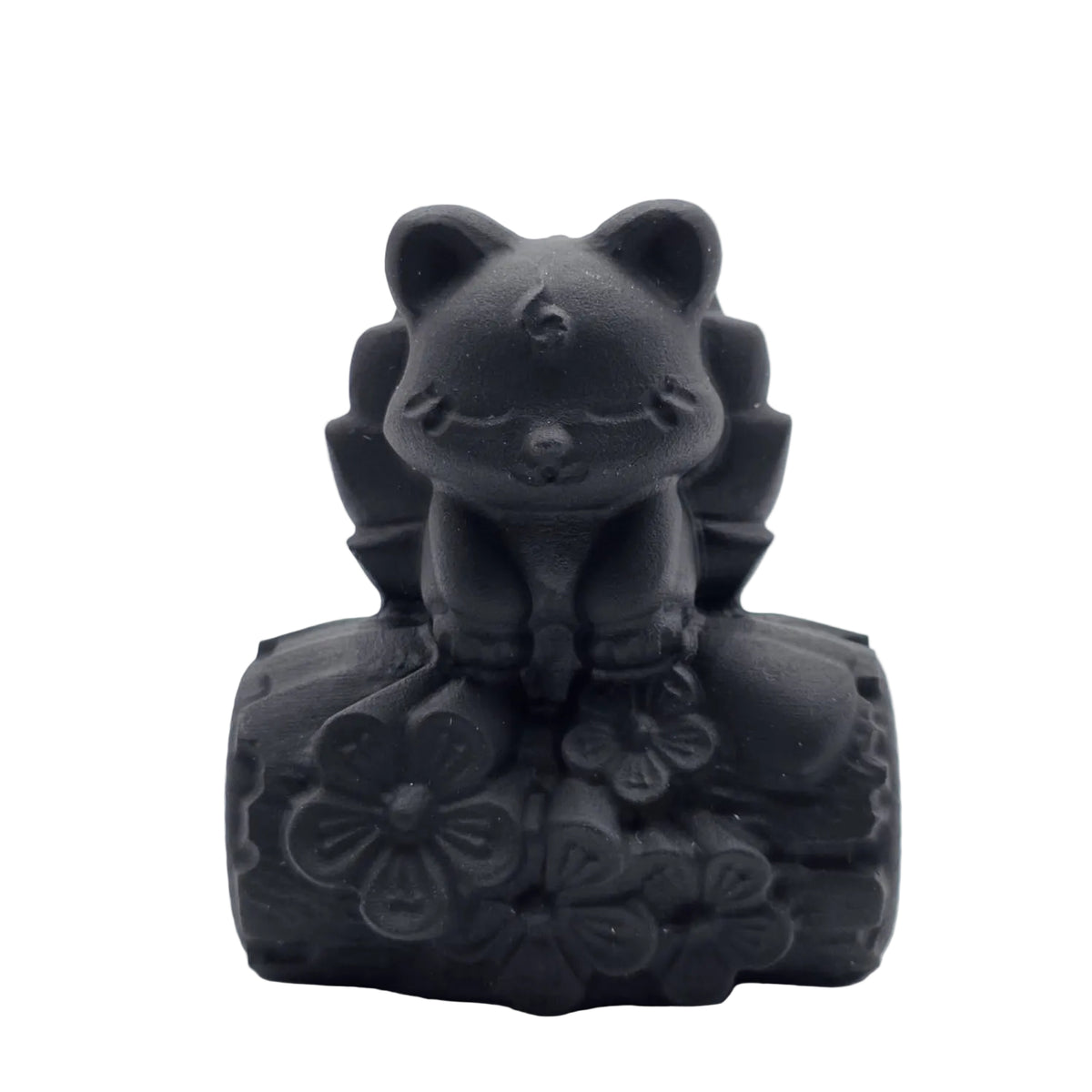 Obsidian Nine-Tailed Fox – Fuchsfigur aus echtem Naturstein