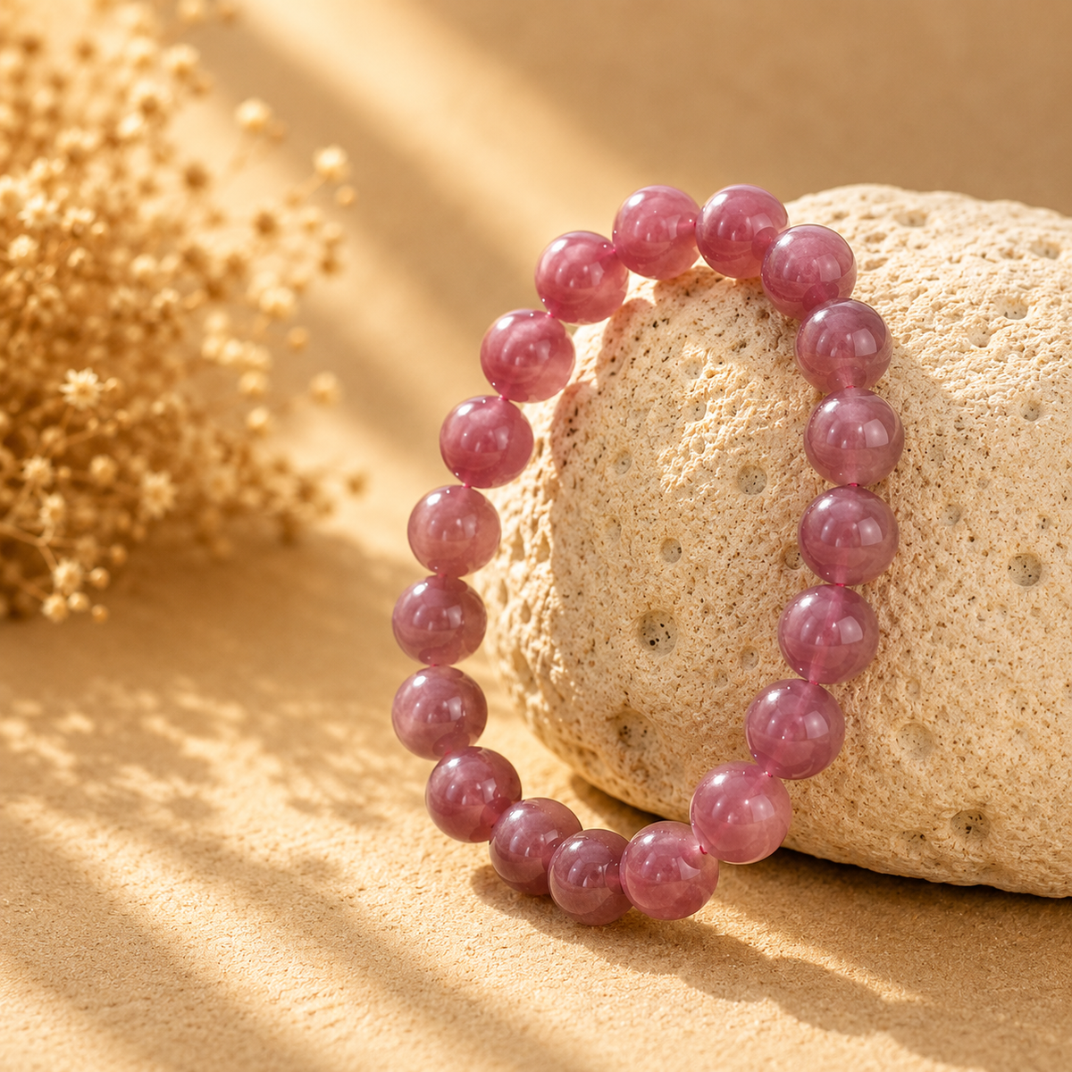 Lavendel-Rosenquarz Armband mit natürlichen Edelsteinperlen