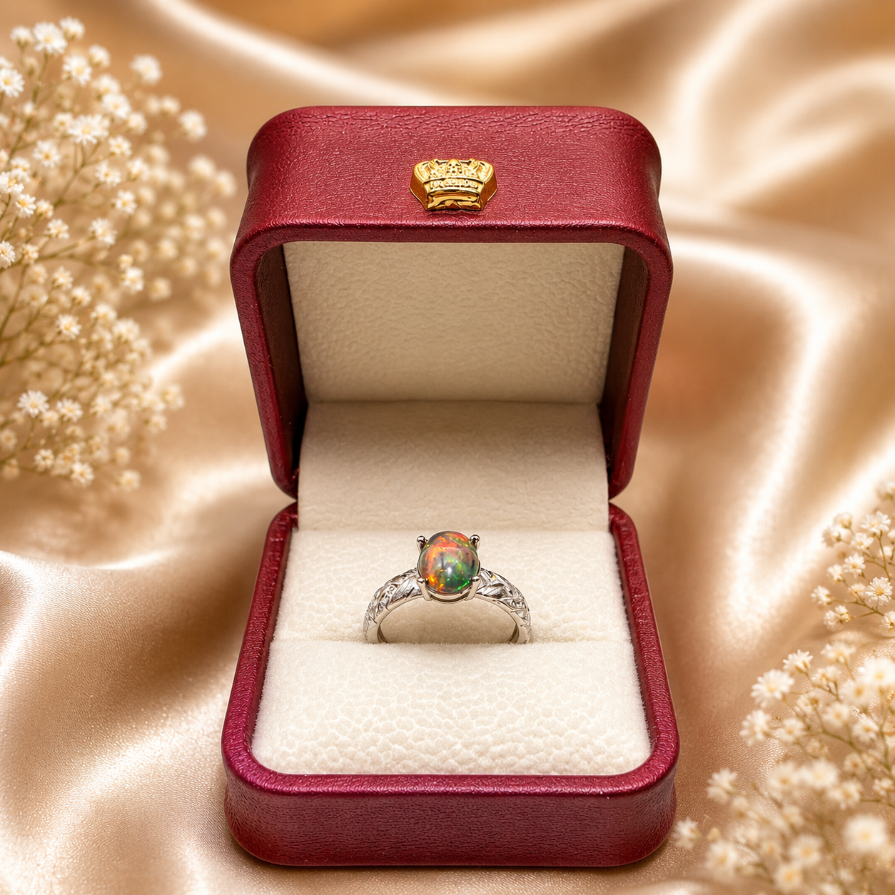 Opal Ring mit 925 Sterlingsilber Fassung