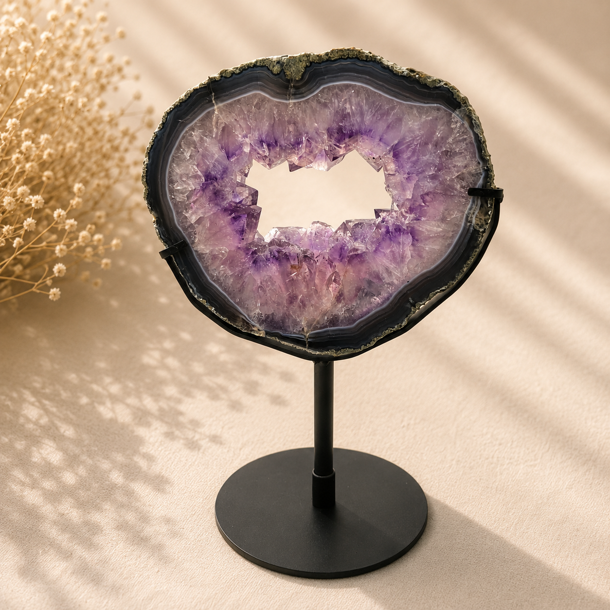 Amethyst-Scheibe mit Ständer