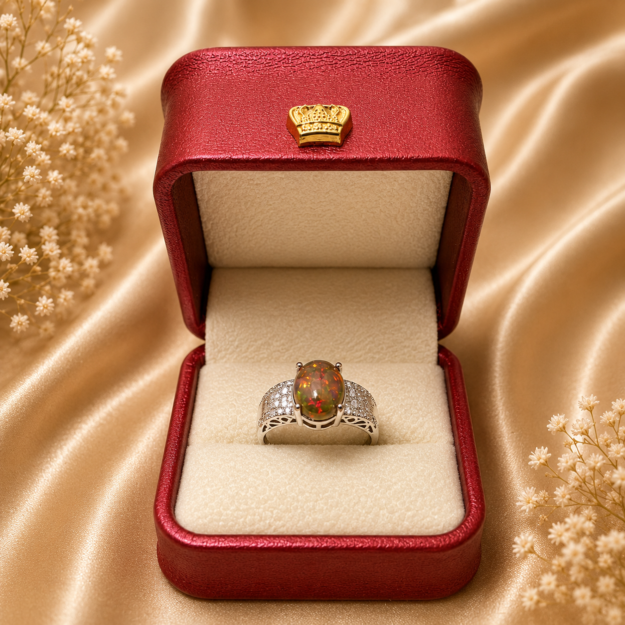 Opal Ring mit 925 Sterlingsilber Fassung