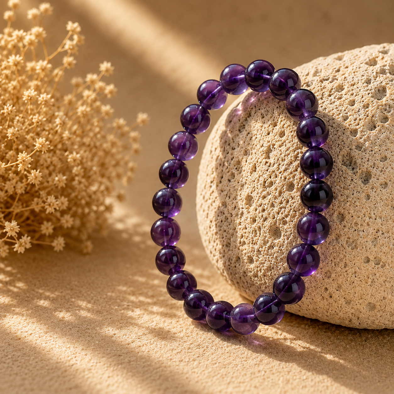 Amethyst Armband mit natürlichen Edelsteinperlen
