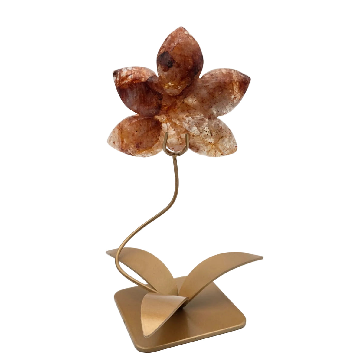 Edelstein-Blume mit Kugelhalter – Naturstein-Dekoration auf Metallständer