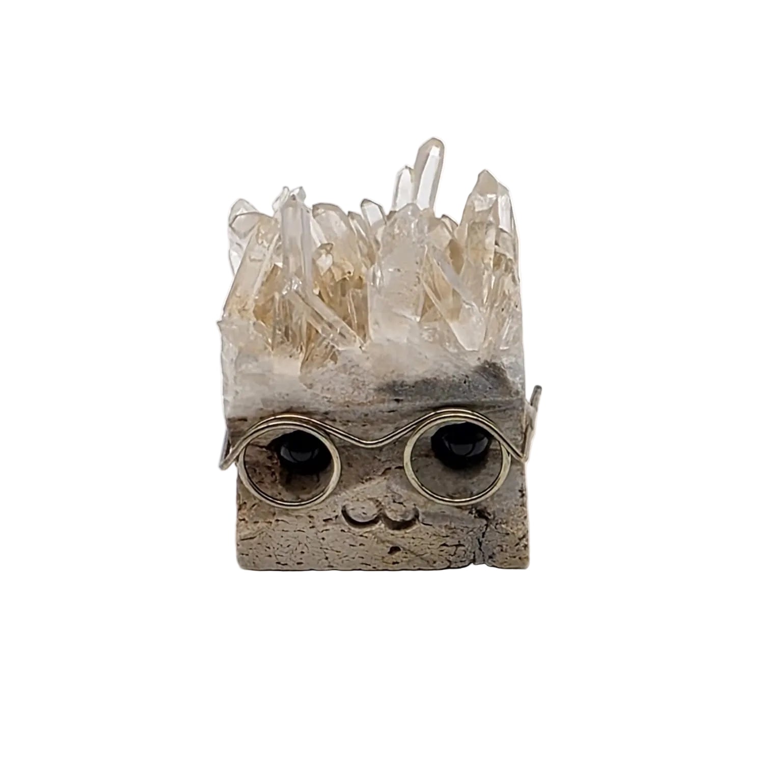 Mini Kristall-Drusen mit Brille – verschiedene Mineralien