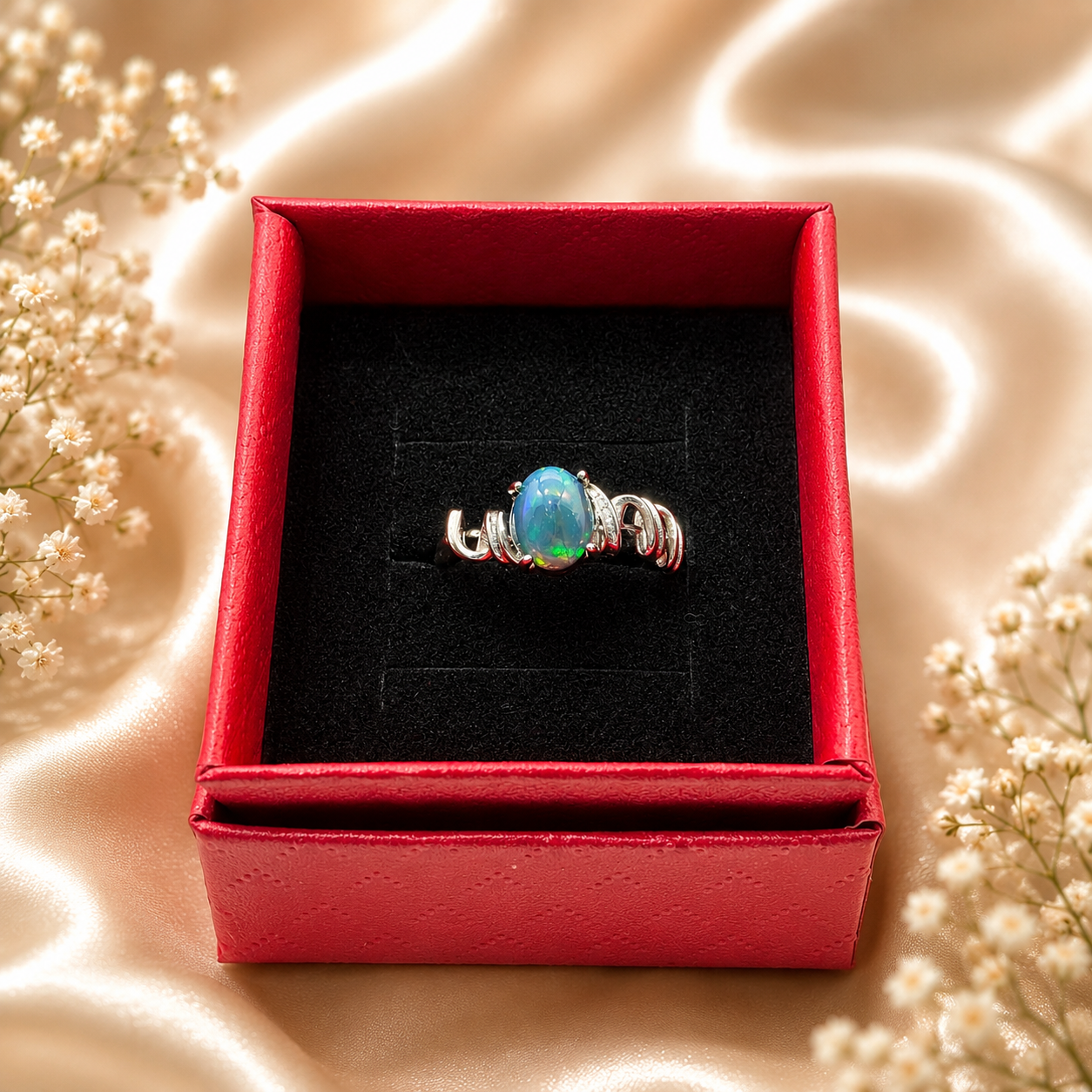 Opalring mit 925 Sterlingsilber Fassung