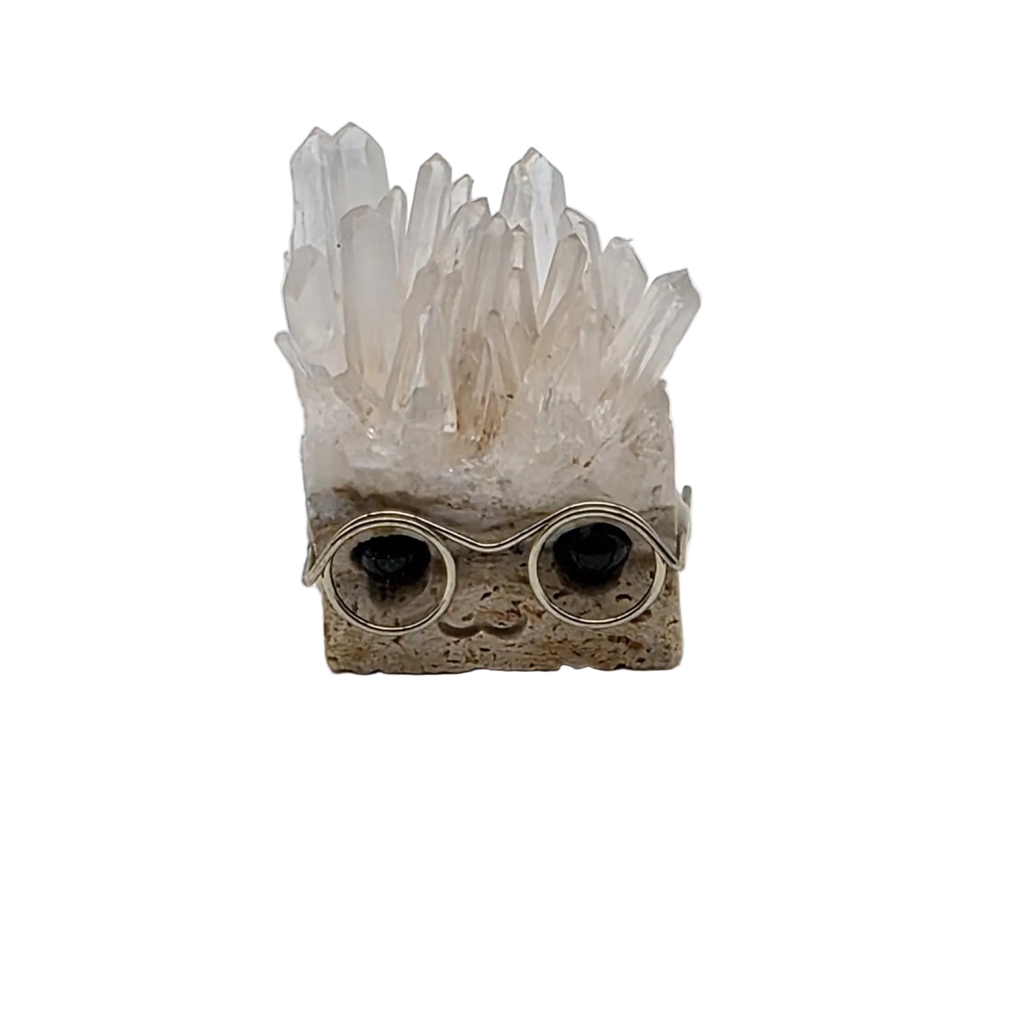 Mini Kristall-Drusen mit Brille – verschiedene Mineralien