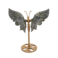 Naturstein-Schmetterling auf Metallständer – verschiedene echte Natursteine