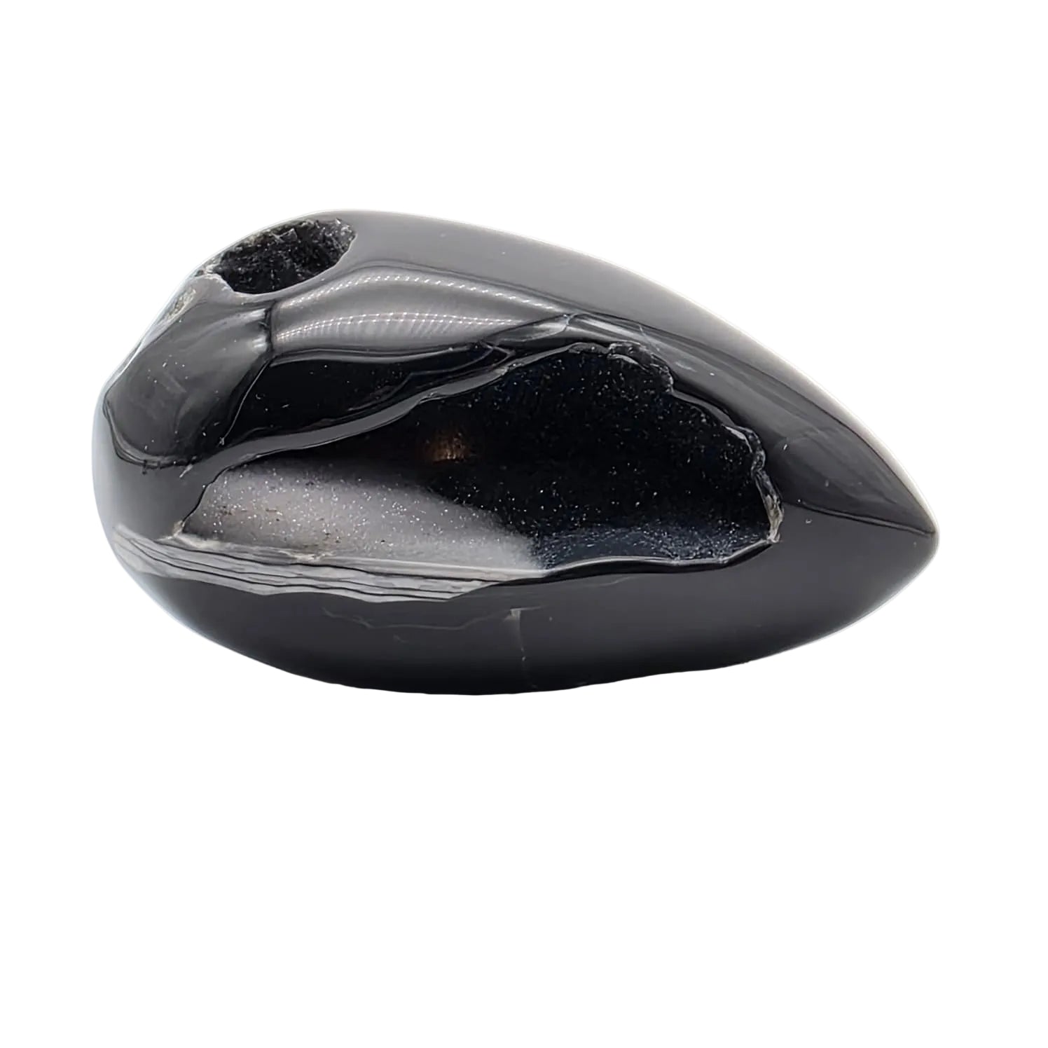 Schwarze Achat-Druse, poliert