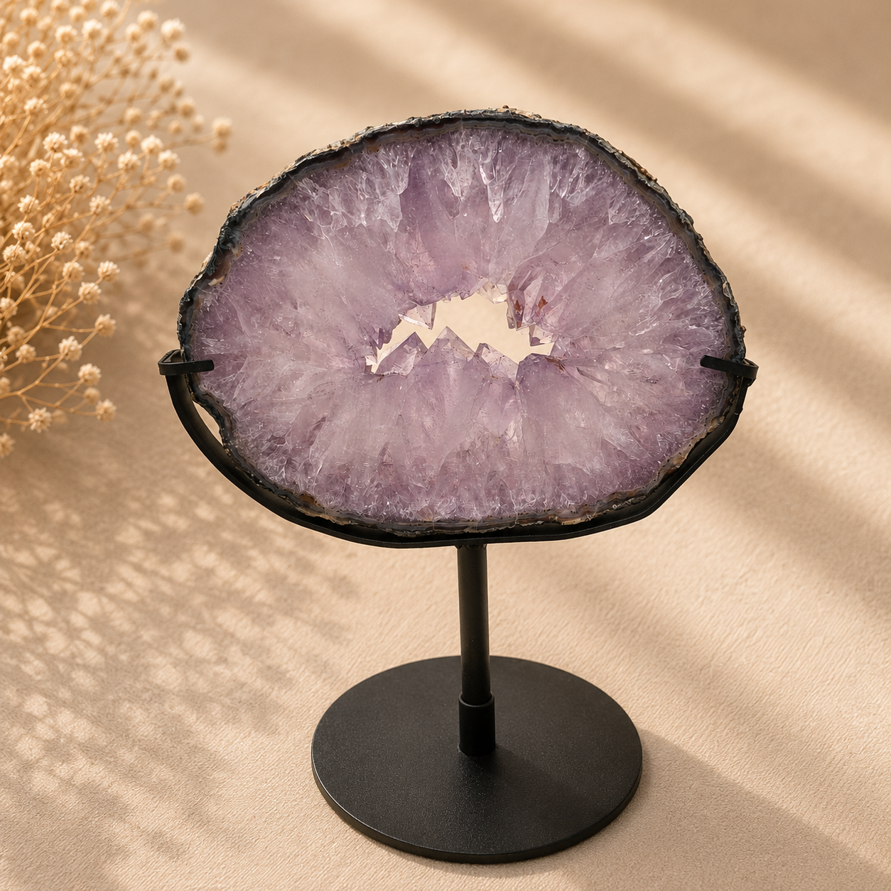 Amethyst-Scheibe mit Ständer
